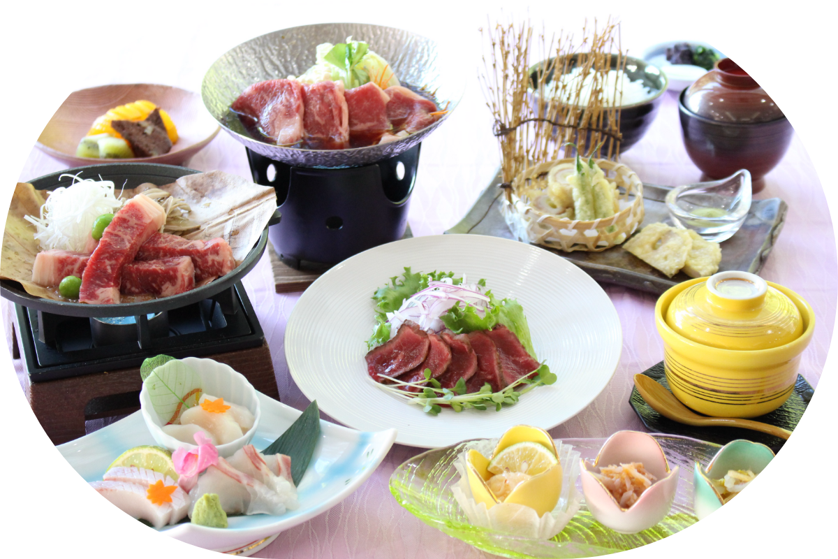 岡山産の牛豚鶏会席